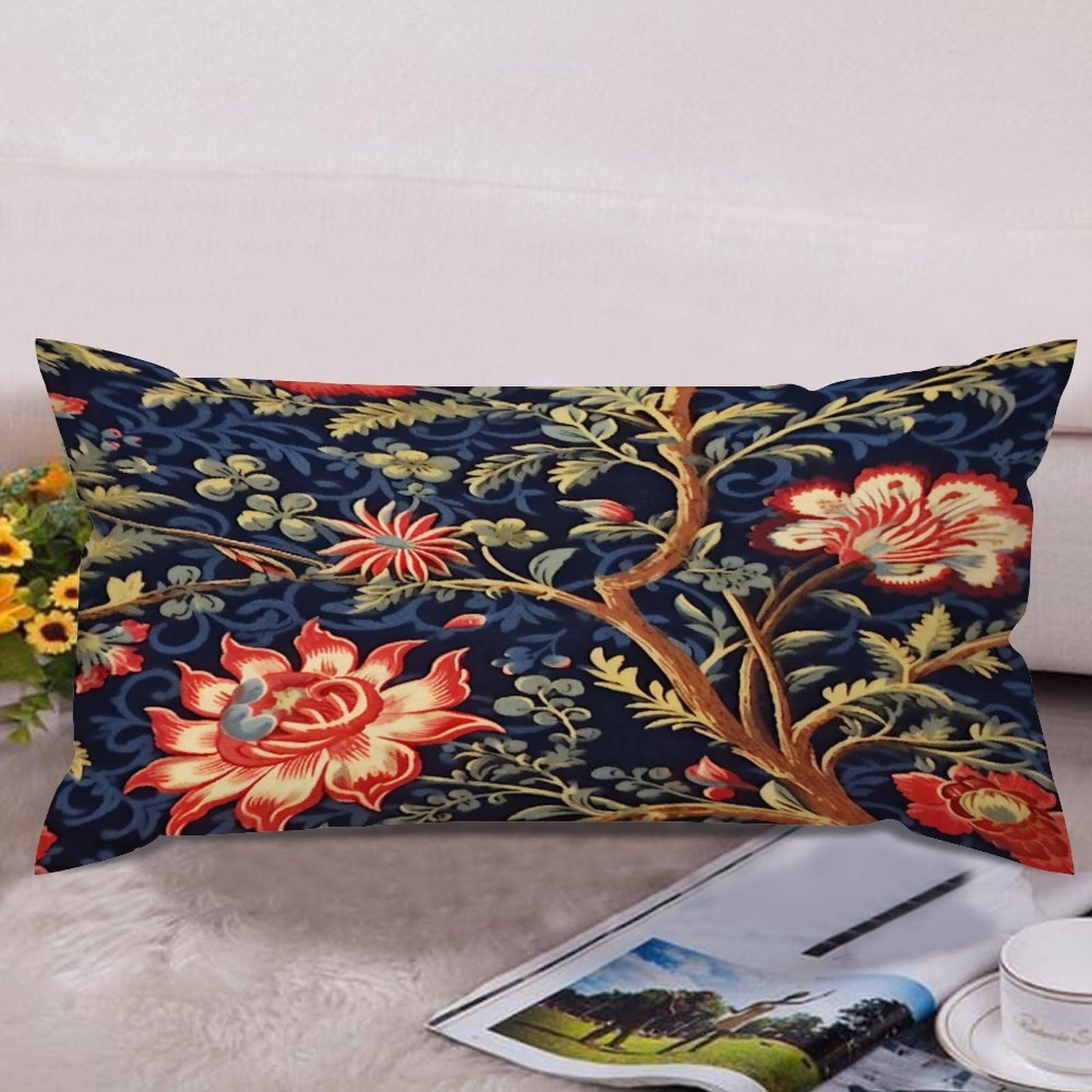 Amazon.com: Zipped Pillow Cases for Home Decor Burgundy Gold Navy